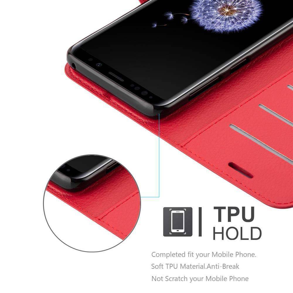 Cadorabo Hülle für Samsung Galaxy S9 PLUS Schutz Hülle in Rot Handyhülle Etui Case Cover Magnetverschluss