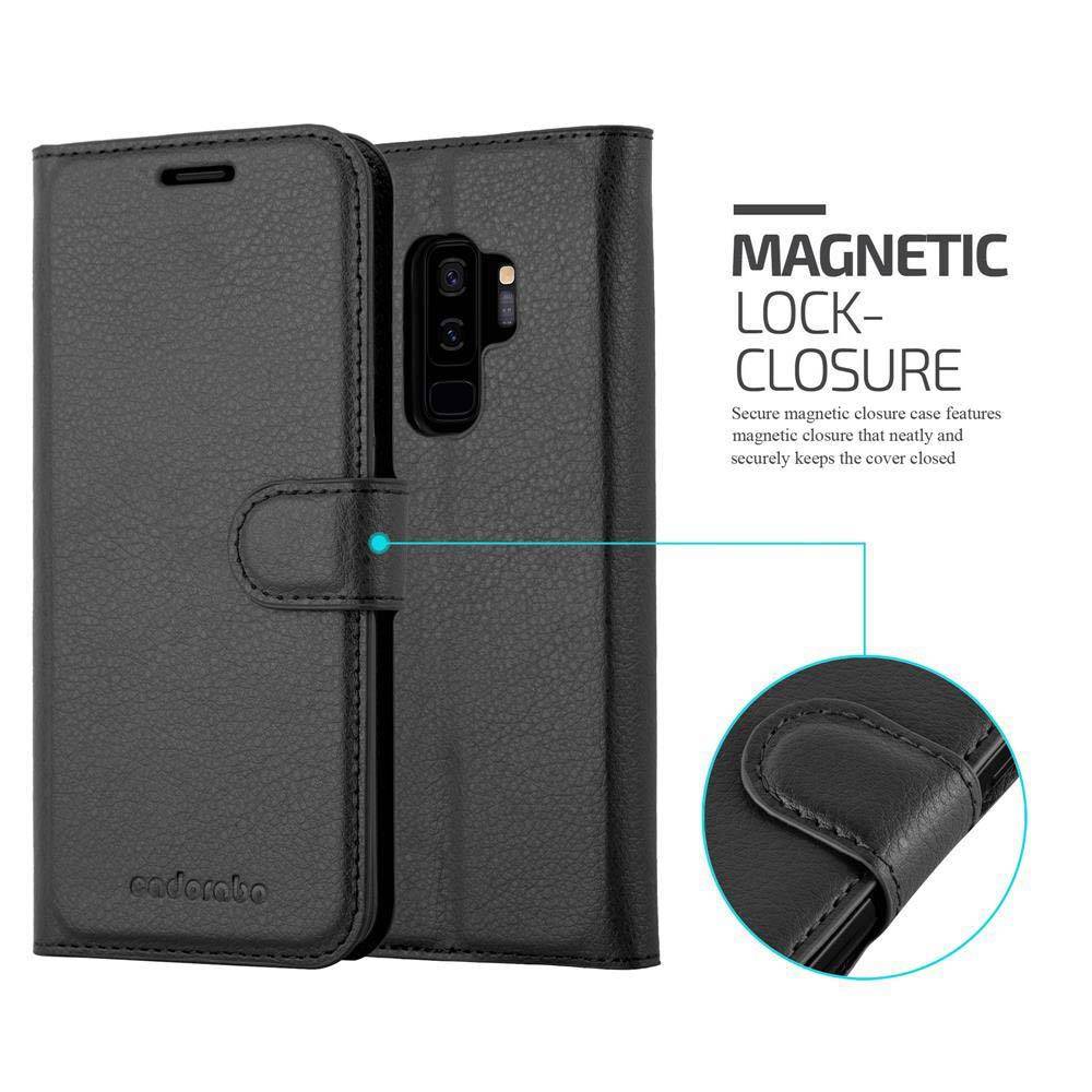 Cadorabo Hülle für Samsung Galaxy S9 PLUS Schutz Hülle in Schwarz Handyhülle Etui Case Cover Magnetverschluss