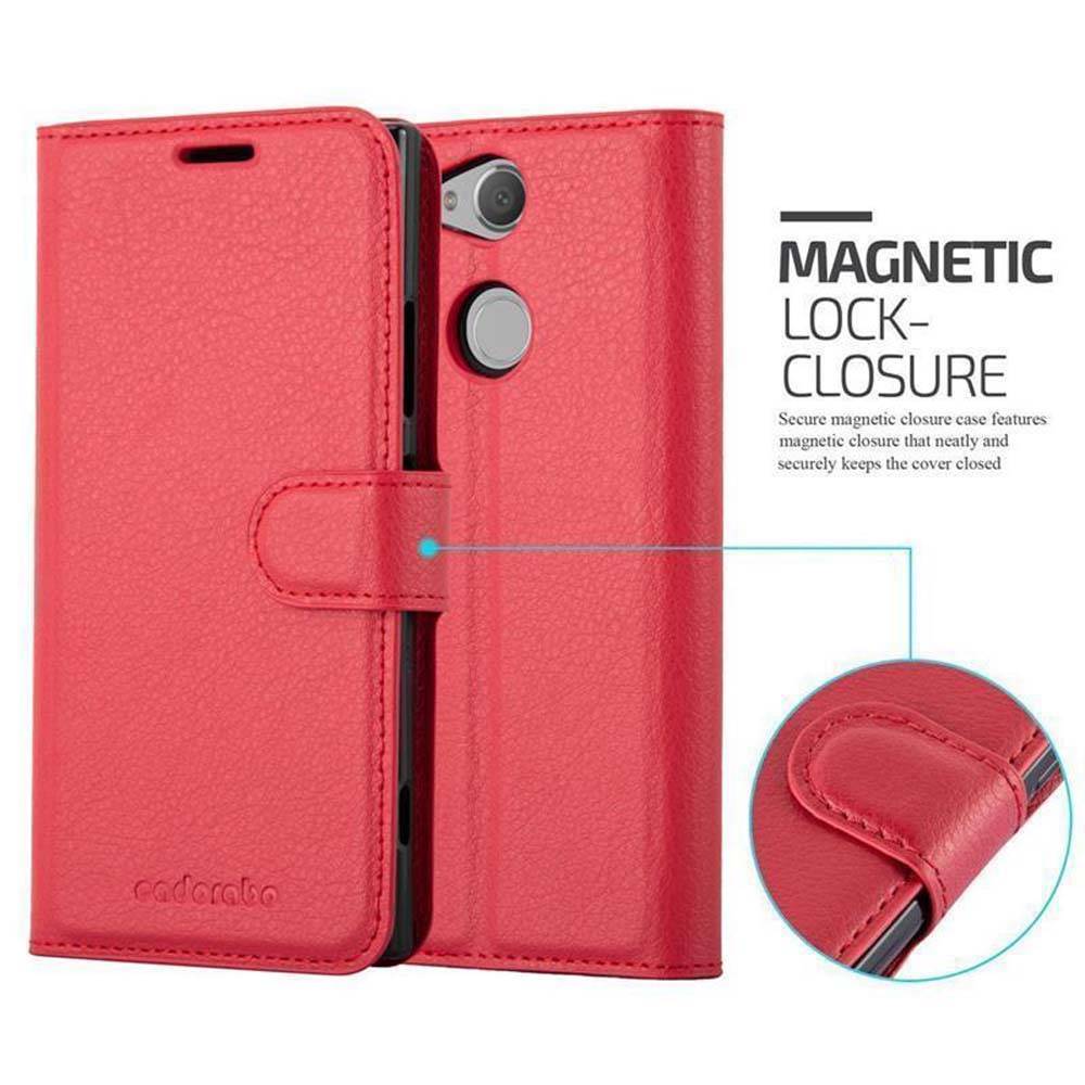 Cadorabo Hülle für Sony Xperia XA2 Schutz Hülle in Rot Handyhülle Etui Case Cover Magnetverschluss