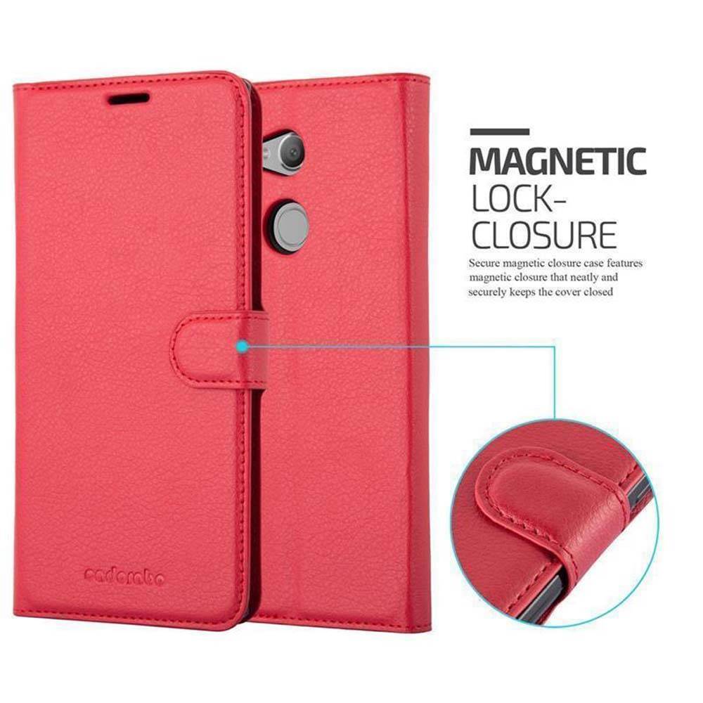 Cadorabo Hülle für Sony Xperia XA2 ULTRA Schutz Hülle in Rot Handyhülle Etui Case Cover Magnetverschluss