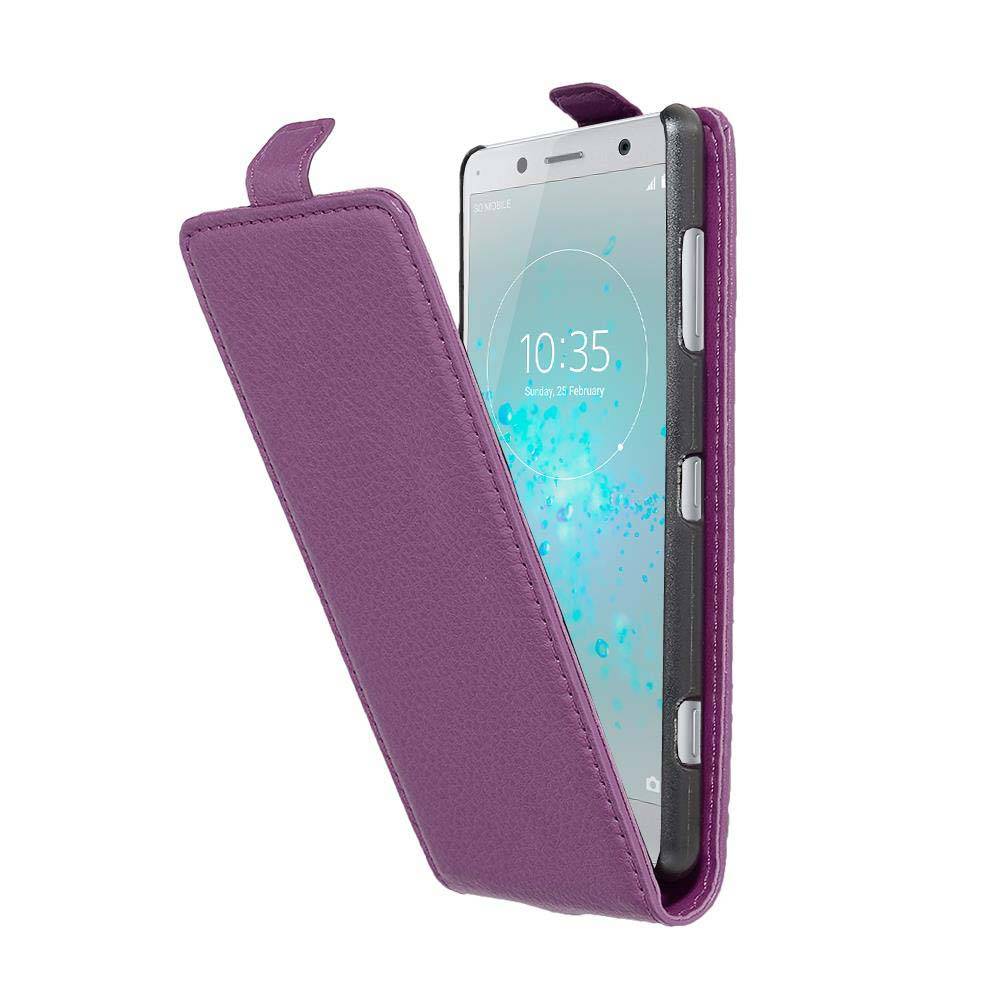 Cadorabo Schutzhülle für Sony Xperia XZ2 COMPACT Hülle in Lila Flip Etui Handyhülle Case Cover Kunstleder