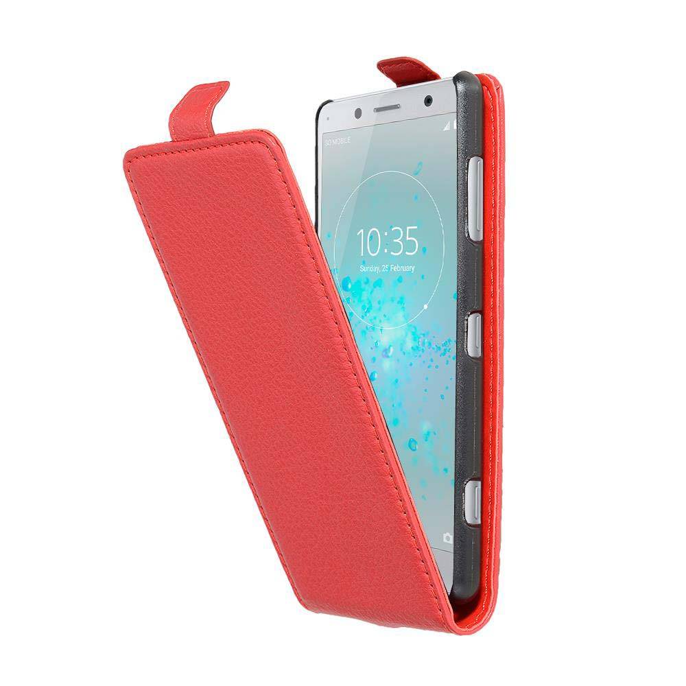 Cadorabo Schutzhülle für Sony Xperia XZ2 COMPACT Hülle in Rot Flip Etui Handyhülle Case Cover Kunstleder
