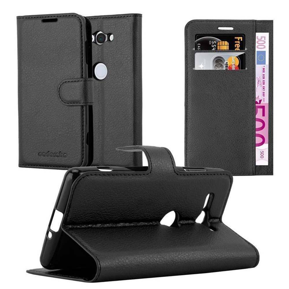 Cadorabo Hülle für Sony Xperia XZ2 COMPACT Schutz Hülle in Schwarz Handyhülle Etui Case Cover Magnetverschluss