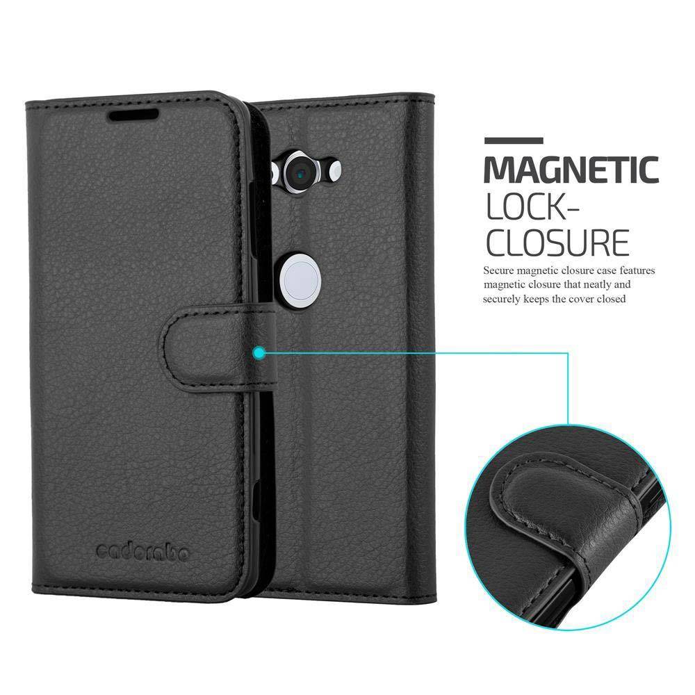 Cadorabo Hülle für Sony Xperia XZ2 COMPACT Schutz Hülle in Schwarz Handyhülle Etui Case Cover Magnetverschluss