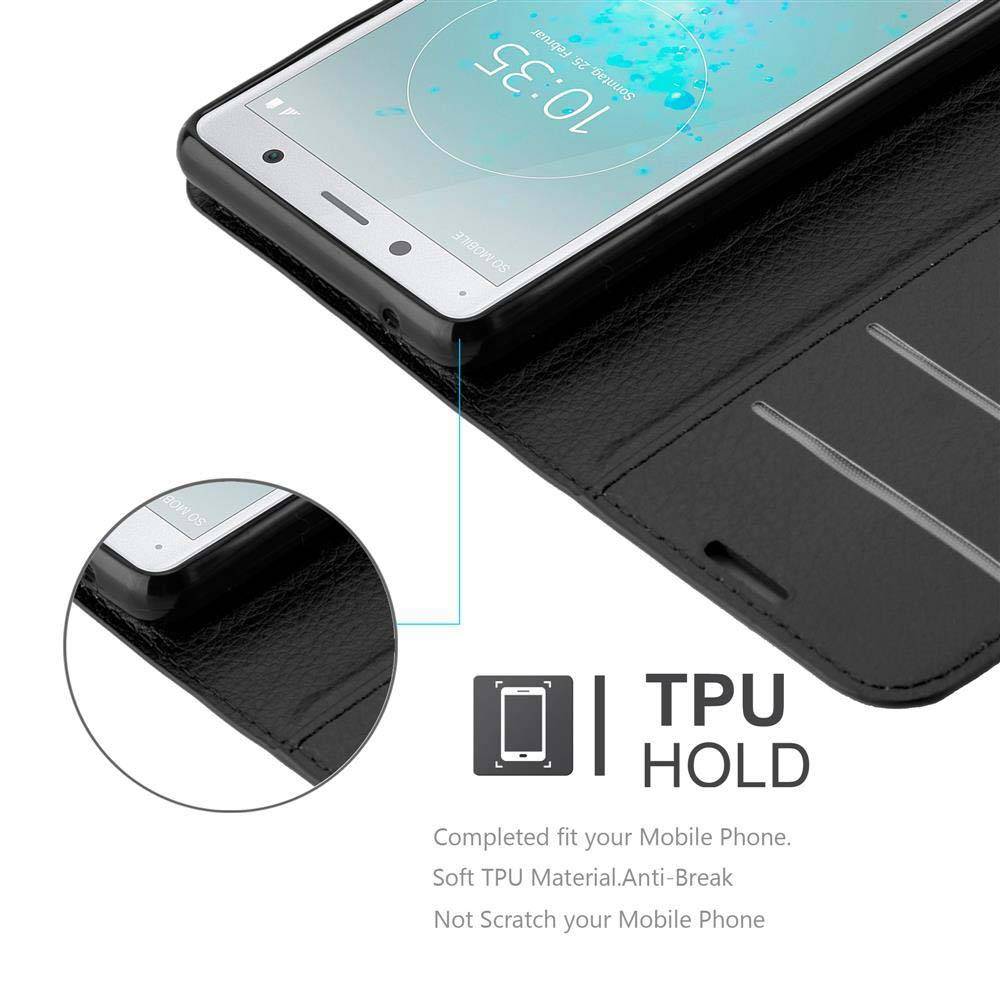 Cadorabo Hülle für Sony Xperia XZ2 COMPACT Schutz Hülle in Schwarz Handyhülle Etui Case Cover Magnetverschluss