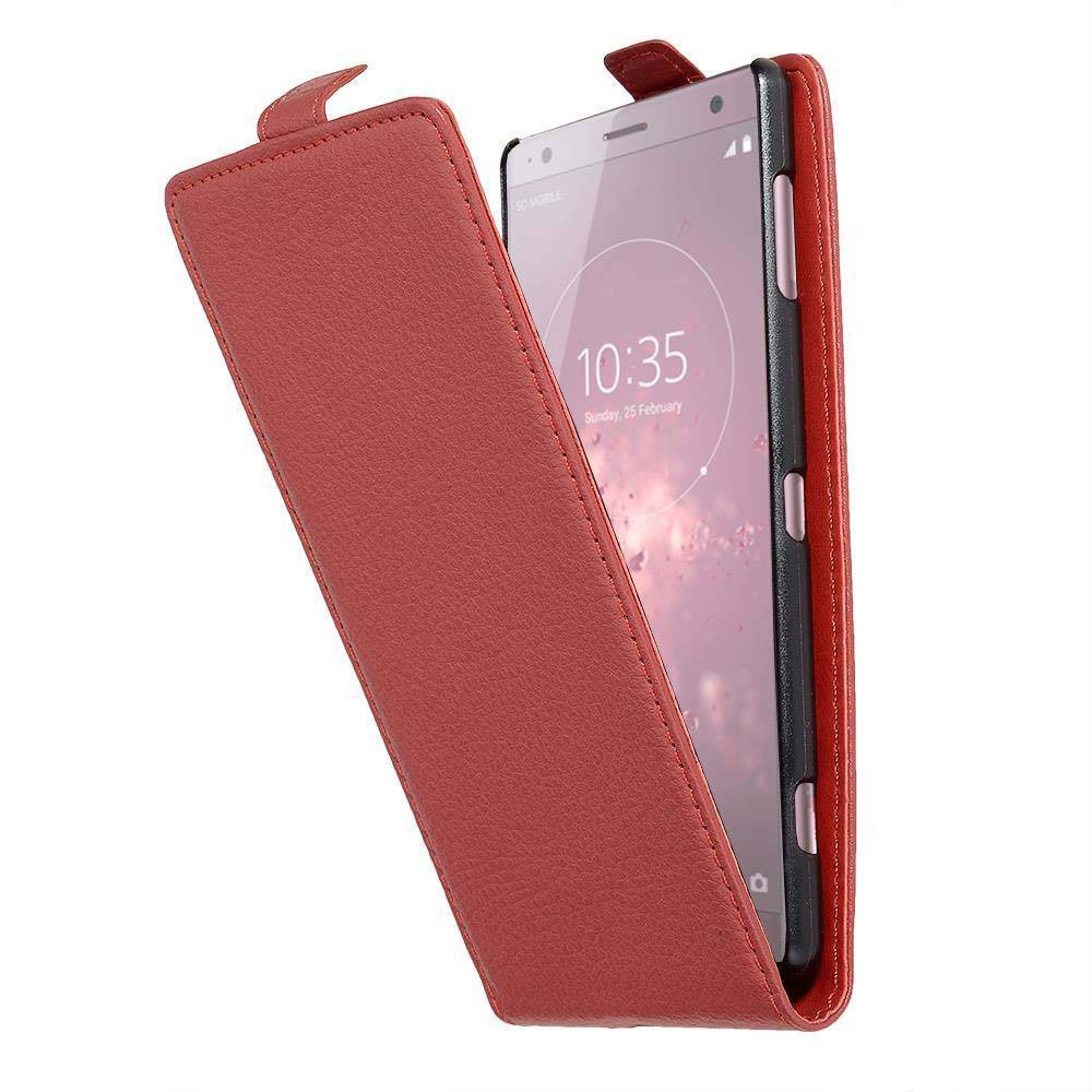 Cadorabo Schutzhülle für Sony Xperia XZ2 Hülle in Rot Flip Etui Handyhülle Case Cover Kunstleder