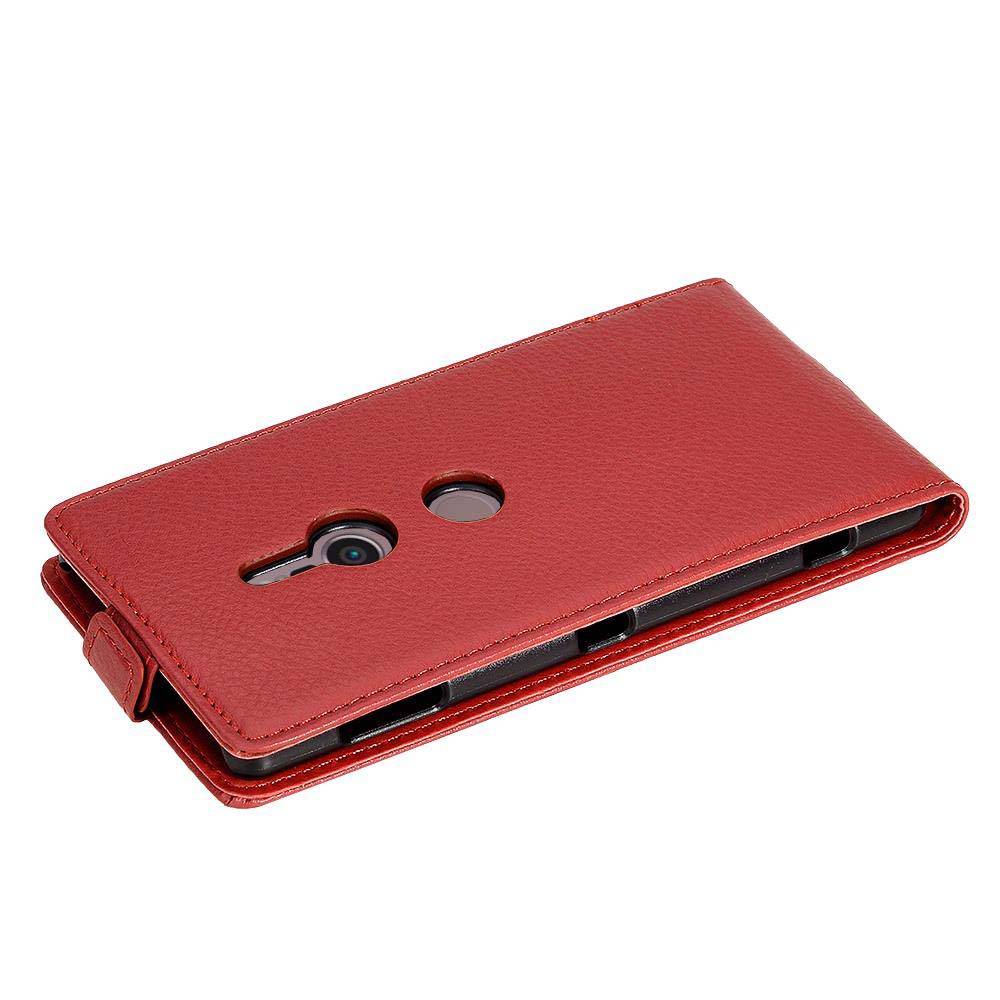 Cadorabo Schutzhülle für Sony Xperia XZ2 Hülle in Rot Flip Etui Handyhülle Case Cover Kunstleder