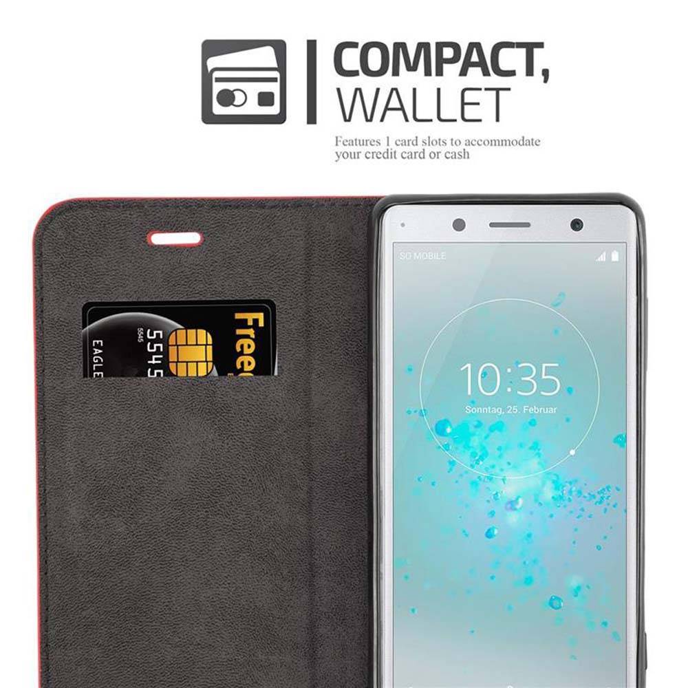 Cadorabo Hülle für Sony Xperia XZ2 Schutz Hülle in Rot Handyhülle Etui Case Cover Magnetverschluss