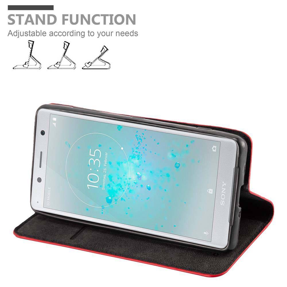 Cadorabo Hülle für Sony Xperia XZ2 Schutz Hülle in Rot Handyhülle Etui Case Cover Magnetverschluss