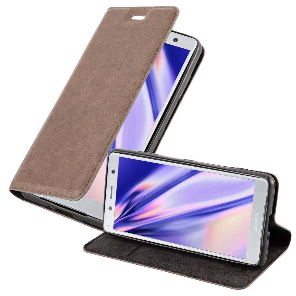 Cadorabo Hülle für Sony Xperia XZ2 Schutz Hülle in Braun Handyhülle Etui Case Cover Magnetverschluss