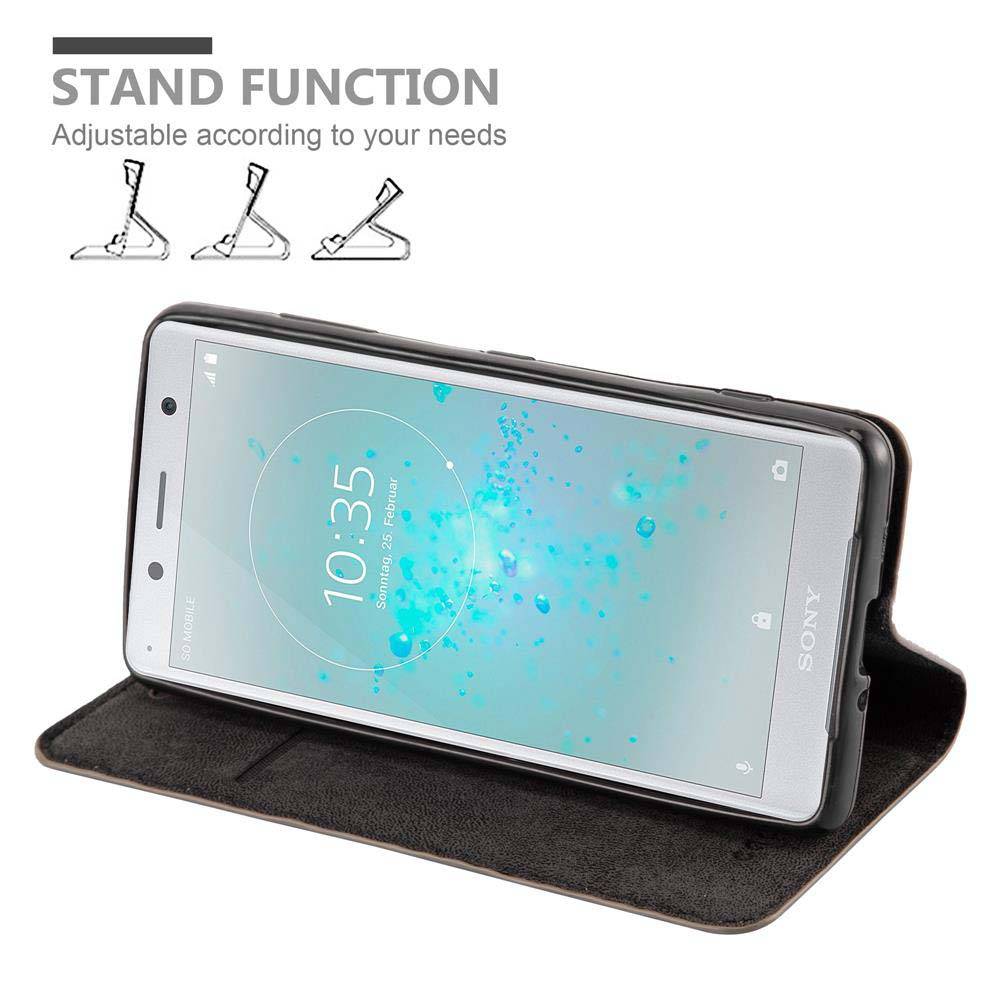 Cadorabo Hülle für Sony Xperia XZ2 Schutz Hülle in Braun Handyhülle Etui Case Cover Magnetverschluss