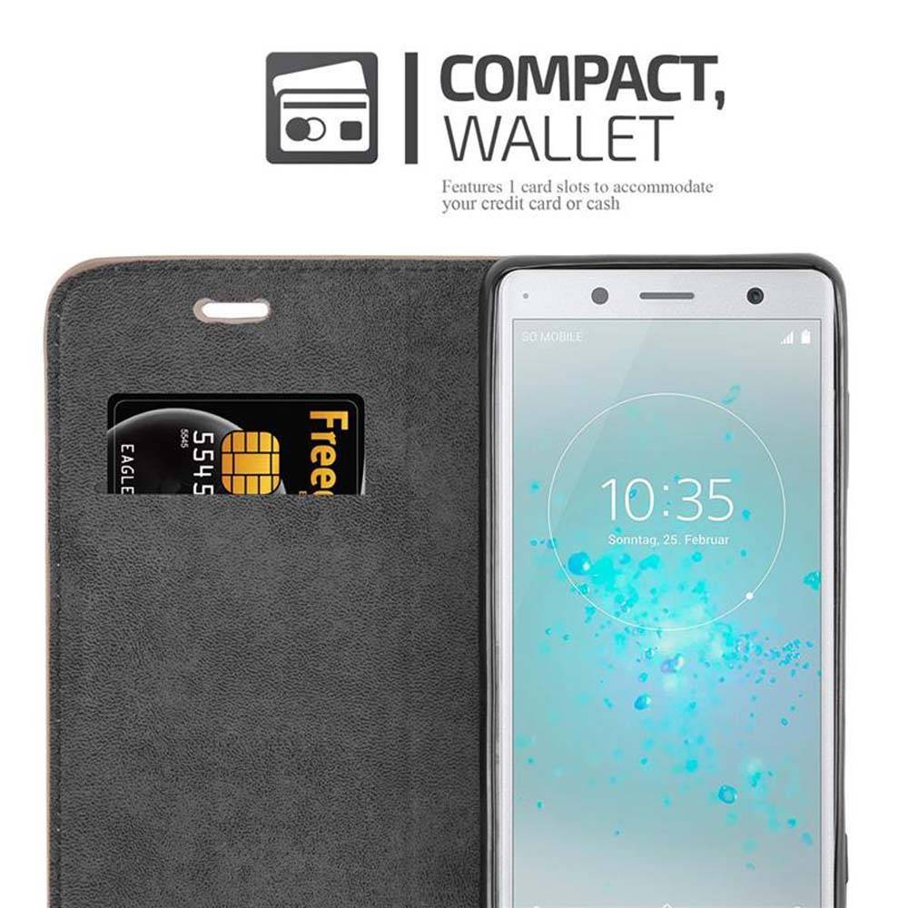 Cadorabo Hülle für Sony Xperia XZ2 Schutz Hülle in Braun Handyhülle Etui Case Cover Magnetverschluss