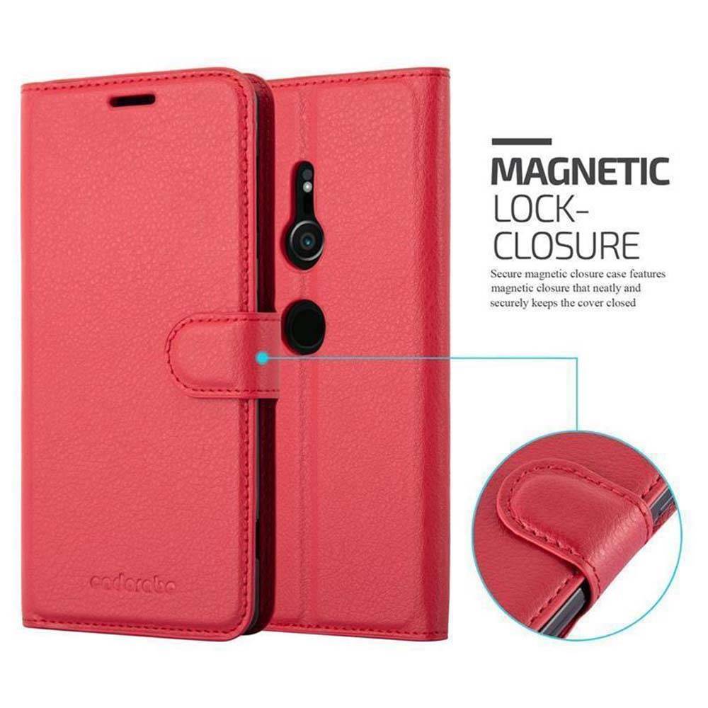 Cadorabo Hülle für Sony Xperia XZ2 Schutz Hülle in Rot Handyhülle Etui Case Cover Magnetverschluss