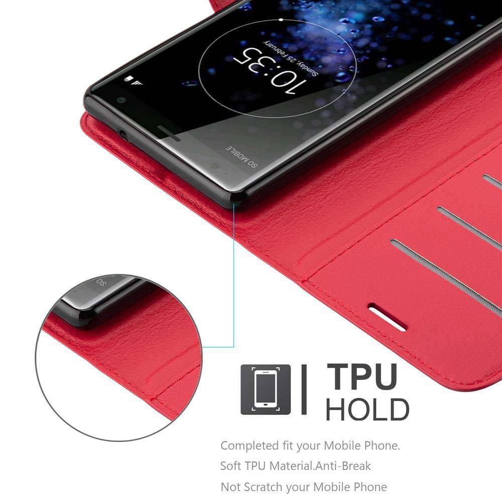 Cadorabo Hülle für Sony Xperia XZ2 Schutz Hülle in Rot Handyhülle Etui Case Cover Magnetverschluss
