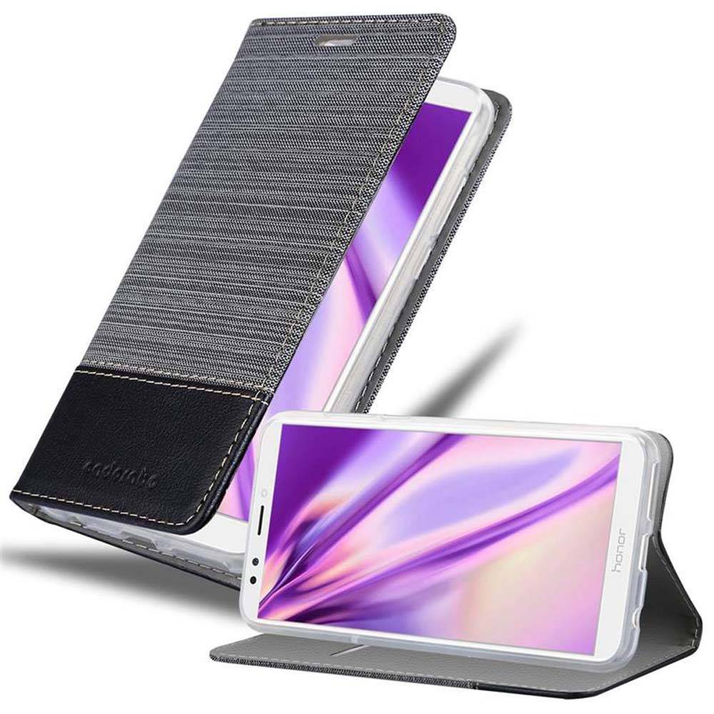 Cadorabo Hülle für Honor 7C / Huawei Y7 2018 Schutzhülle in Grau Handy Hülle Etui Book Case Cover