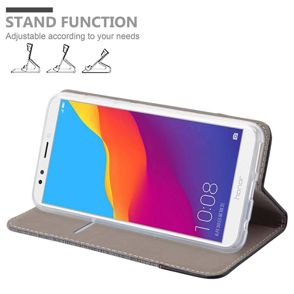 Cadorabo Hülle für Honor 7C / Huawei Y7 2018 Schutzhülle in Grau Handy Hülle Etui Book Case Cover