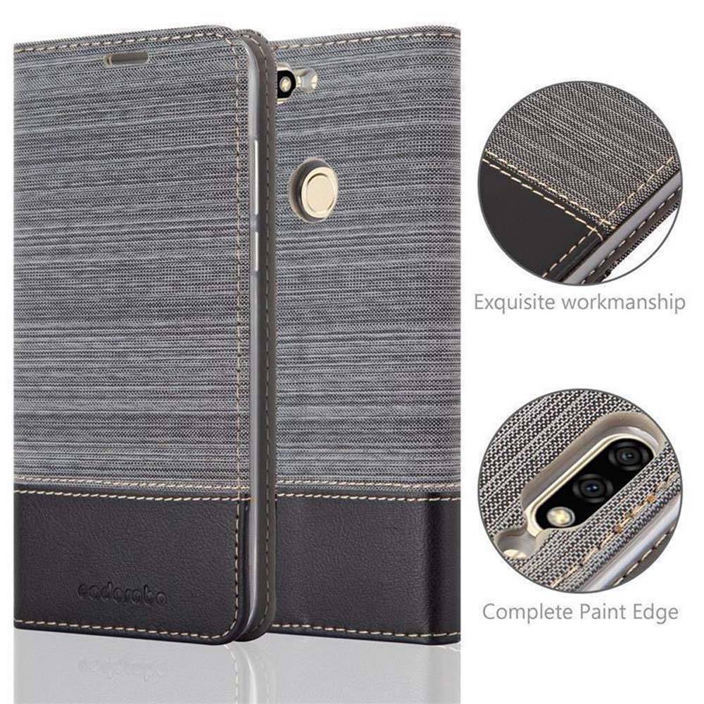 Cadorabo Hülle für Honor 7C / Huawei Y7 2018 Schutzhülle in Grau Handy Hülle Etui Book Case Cover