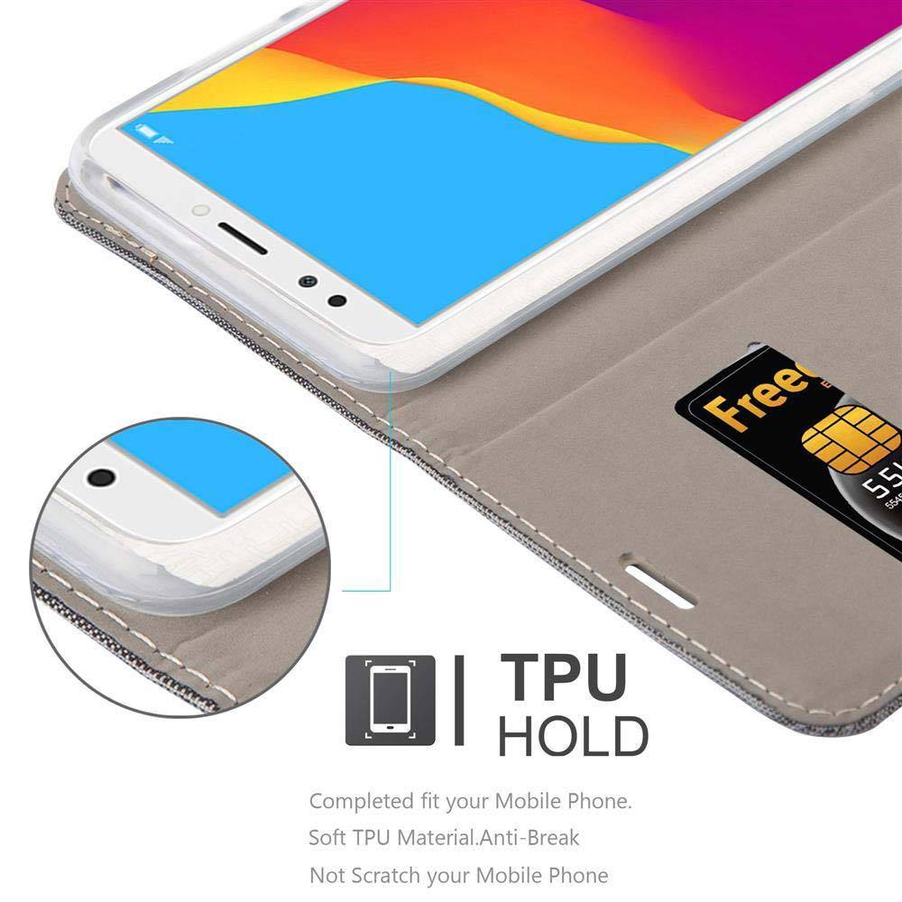 Cadorabo Hülle für Honor 7C / Huawei Y7 2018 Schutzhülle in Grau Handy Hülle Etui Book Case Cover