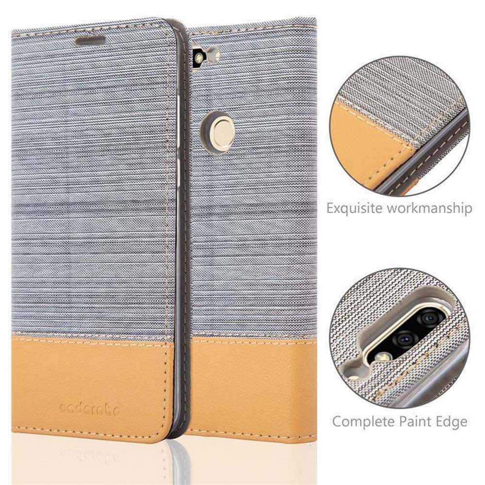 Cadorabo Hülle für Honor 7C / Huawei Y7 2018 Schutzhülle in Grau Handy Hülle Etui Book Case Cover