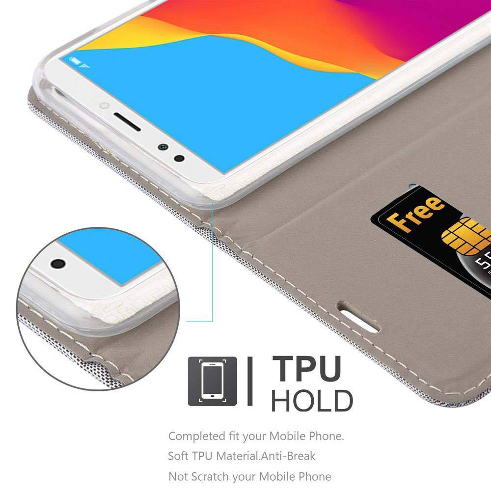 Cadorabo Hülle für Honor 7C / Huawei Y7 2018 Schutzhülle in Grau Handy Hülle Etui Book Case Cover