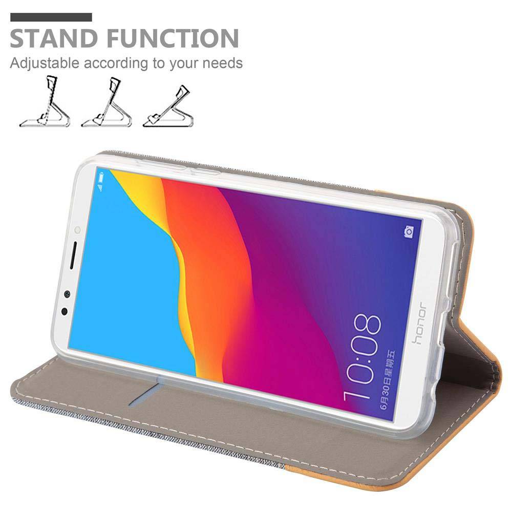 Cadorabo Hülle für Honor 7C / Huawei Y7 2018 Schutzhülle in Grau Handy Hülle Etui Book Case Cover