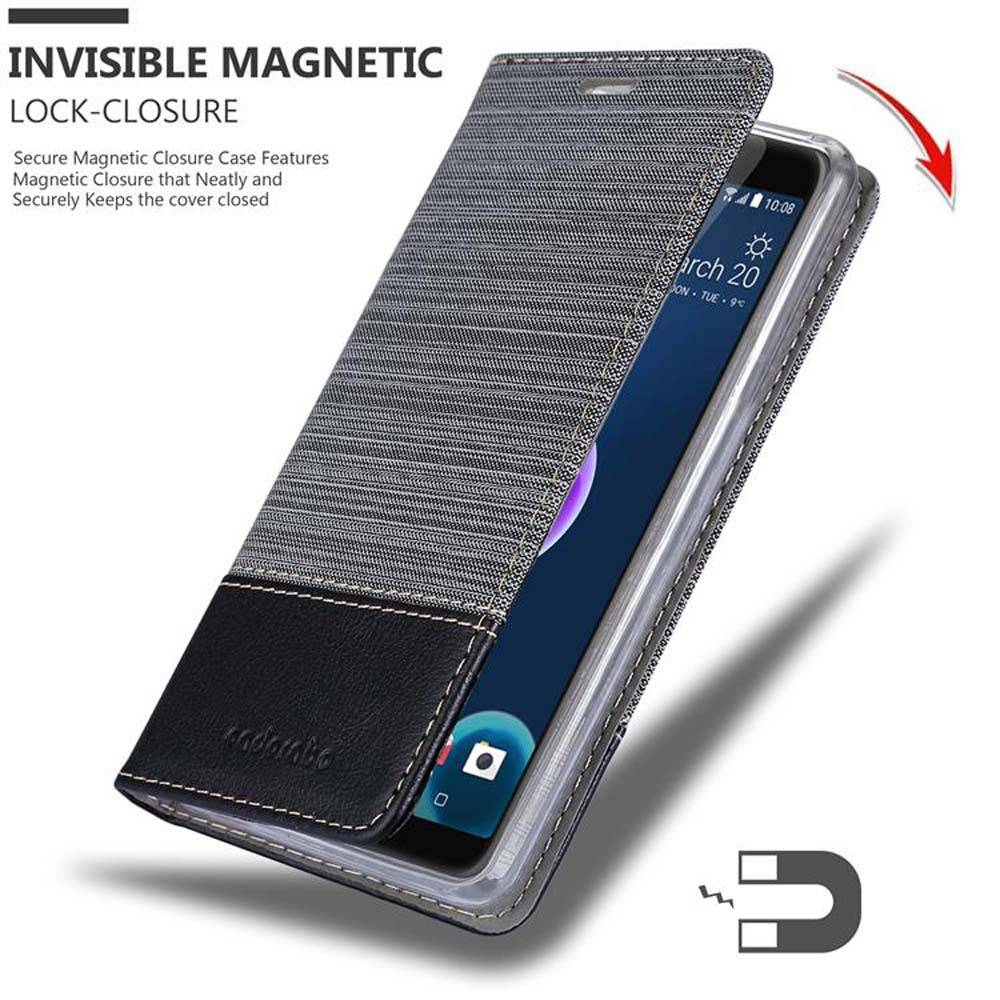 Cadorabo Hülle für HTC Desire 12 Schutzhülle in Grau Handy Hülle Etui Book Case Cover
