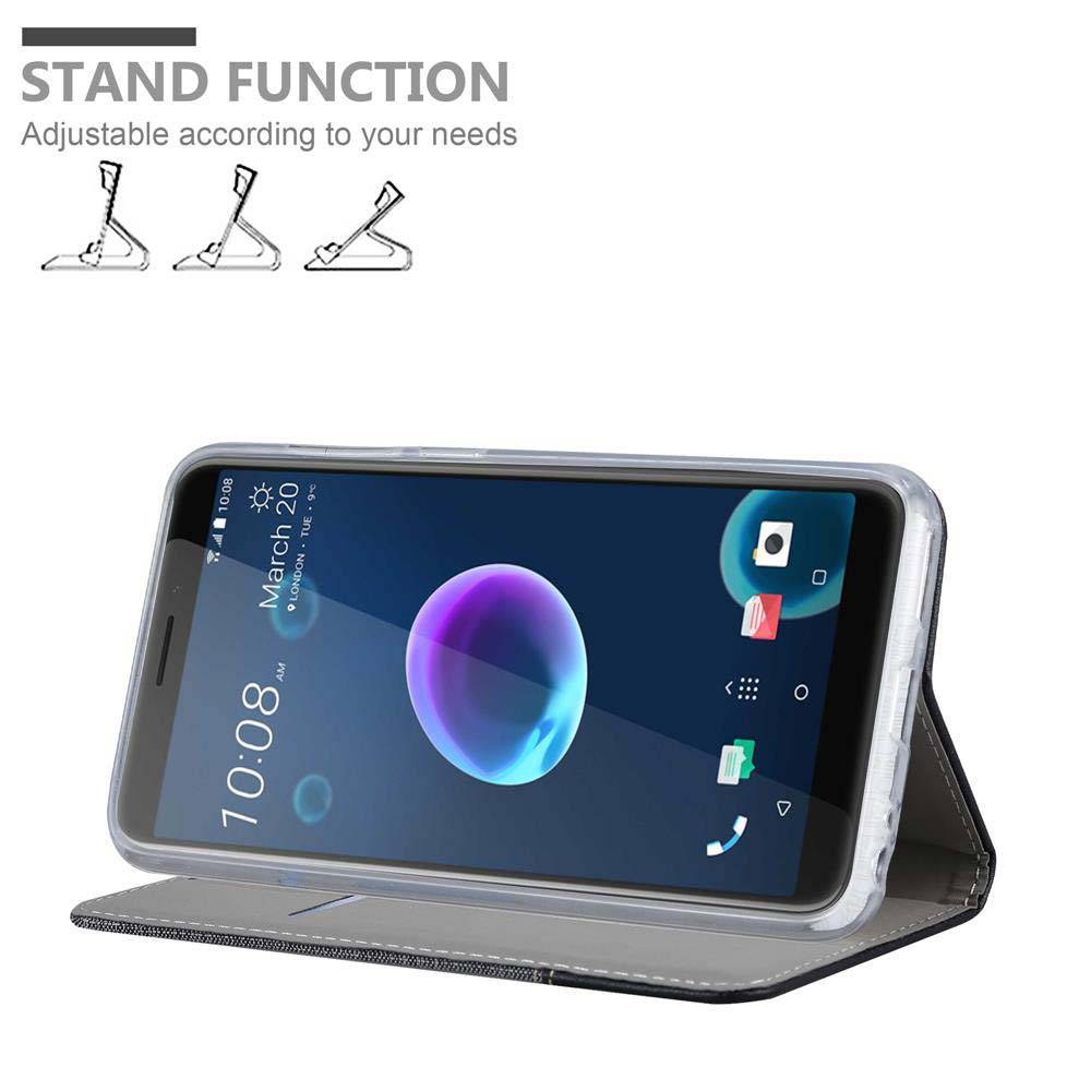 Cadorabo Hülle für HTC Desire 12 Schutzhülle in Grau Handy Hülle Etui Book Case Cover