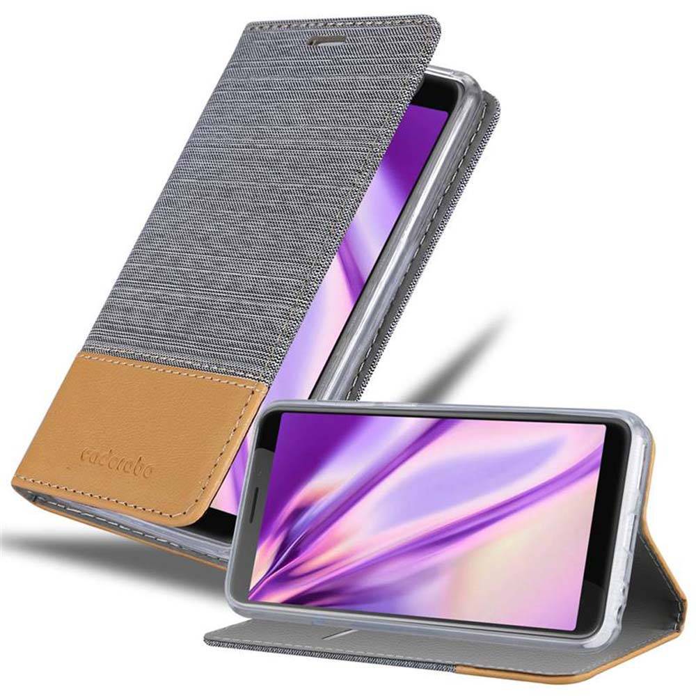 Cadorabo Hülle für HTC Desire 12 Schutzhülle in Grau Handy Hülle Etui Book Case Cover
