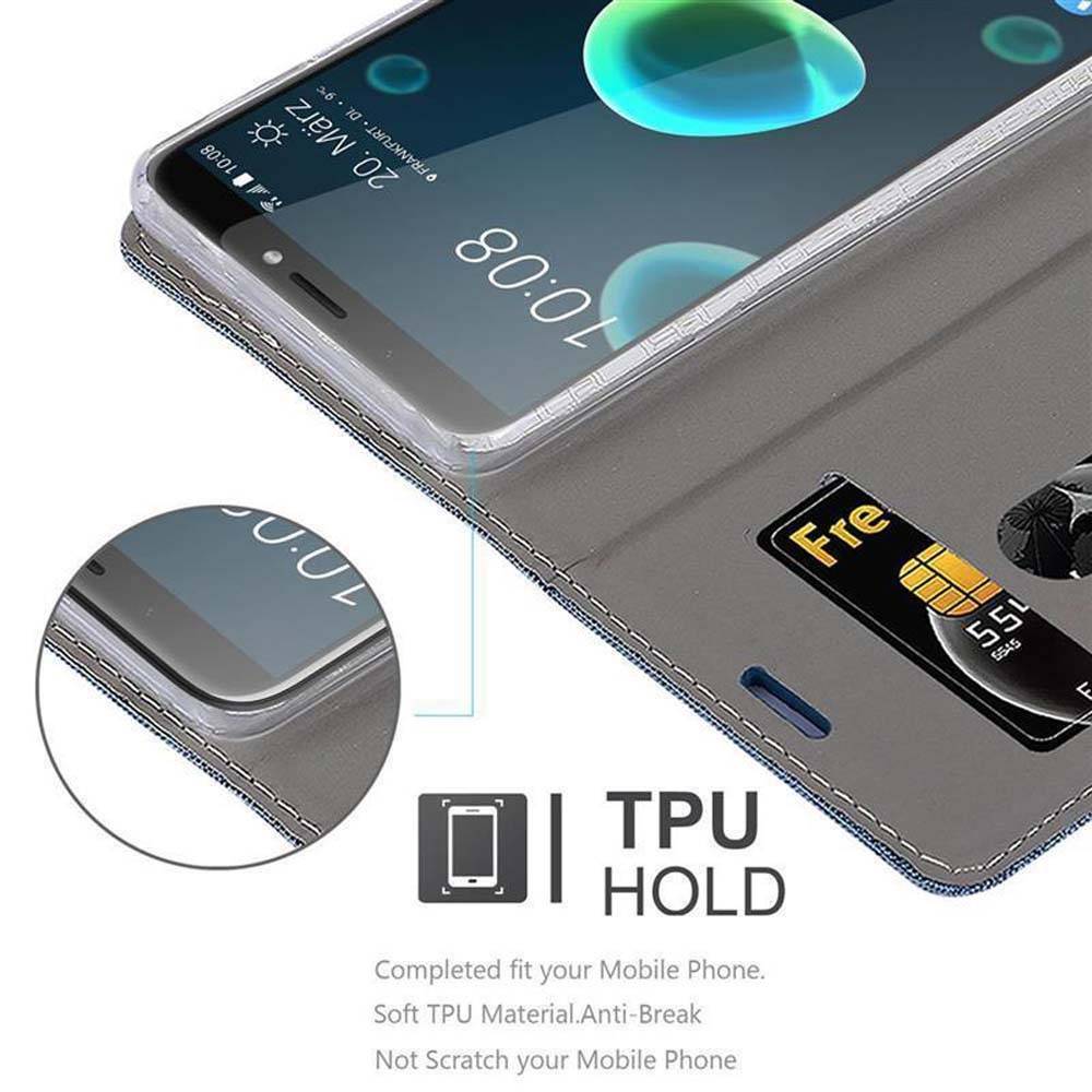 Cadorabo Hülle für HTC Desire 12 PLUS Schutzhülle in Blau Handy Hülle Etui Book Case Cover