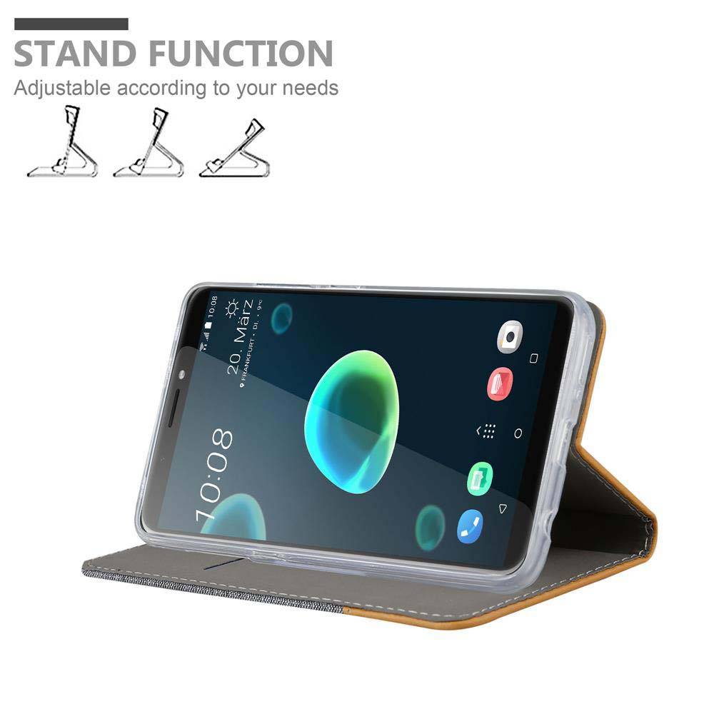 Cadorabo Hülle für HTC Desire 12 PLUS Schutzhülle in Grau Handy Hülle Etui Book Case Cover