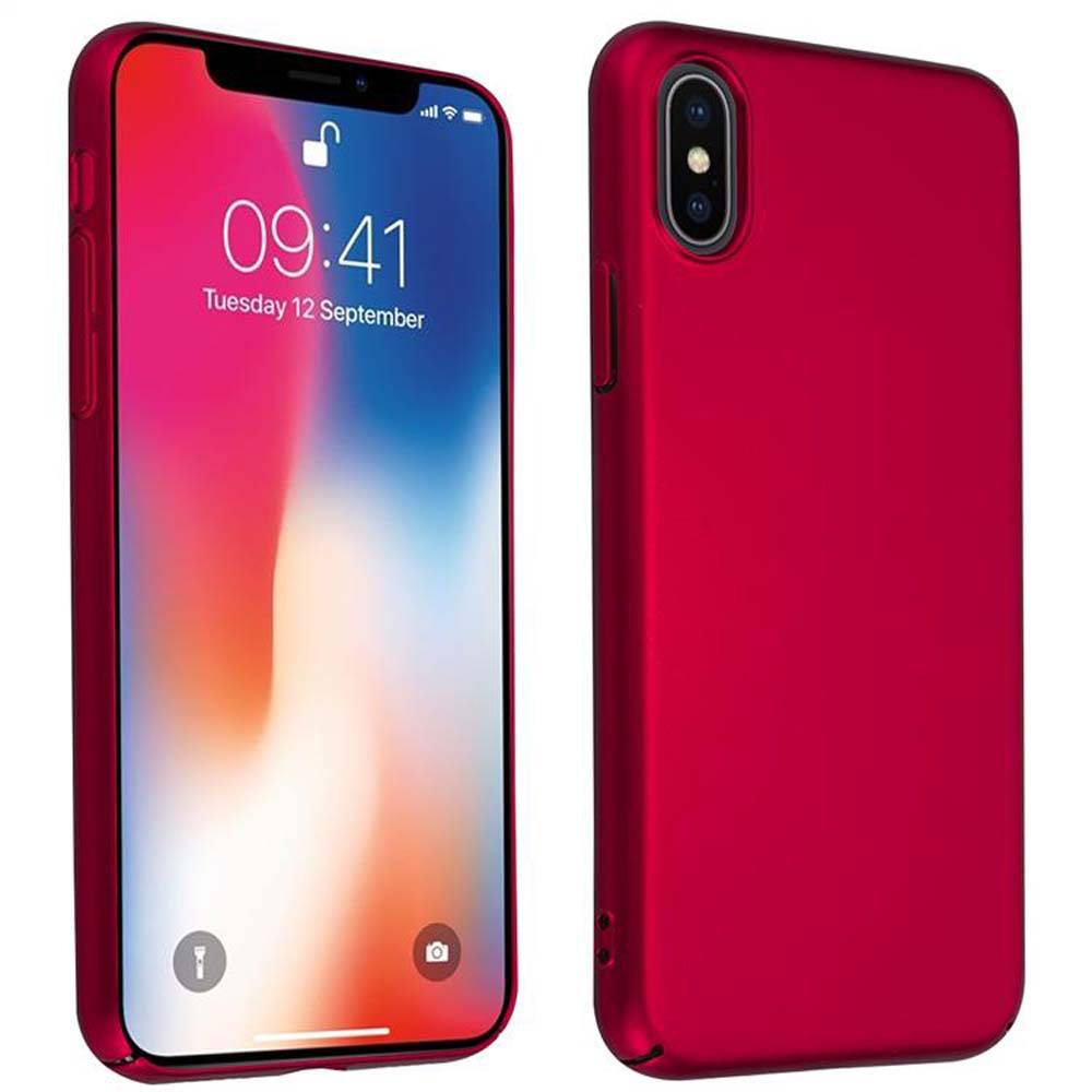 Cadorabo Hülle für Apple iPhone X / XS Schutzhülle in Rot Hard Case Handy Hülle Etui