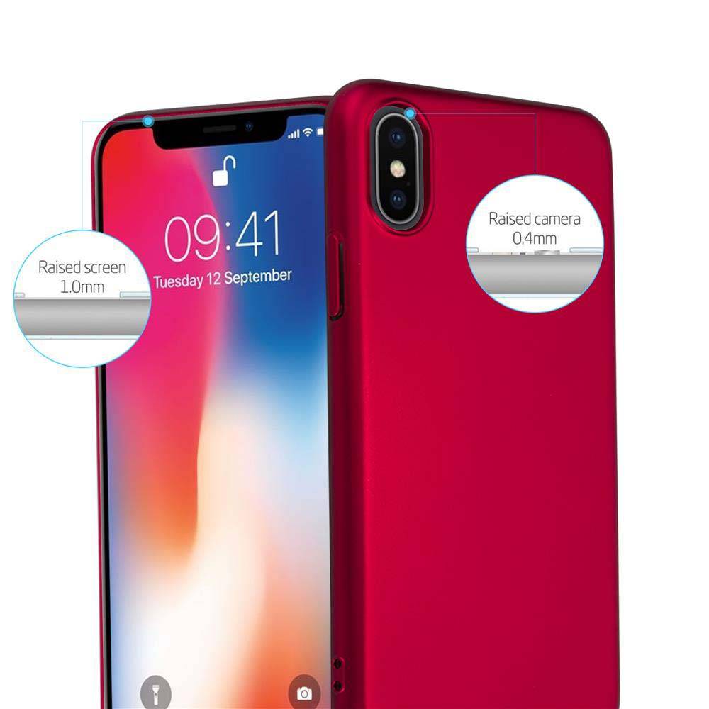 Cadorabo Hülle für Apple iPhone X / XS Schutzhülle in Rot Hard Case Handy Hülle Etui