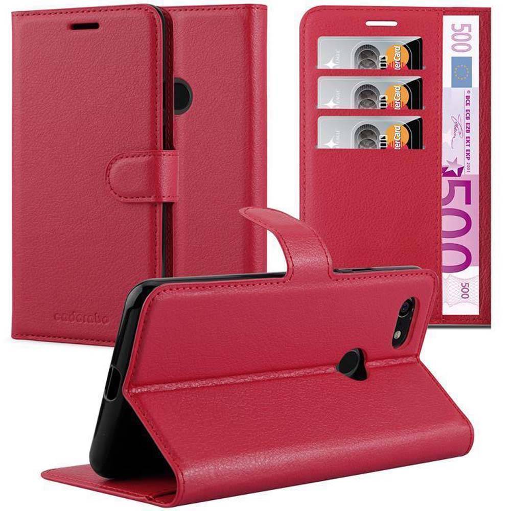 Cadorabo Hülle für Google PIXEL 3 Schutz Hülle in Rot Handyhülle Etui Case Cover Magnetverschluss