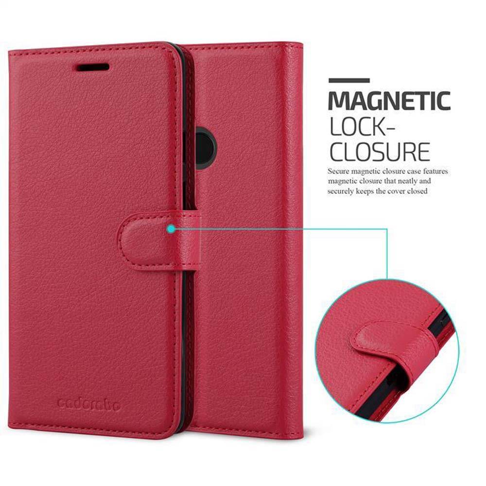 Cadorabo Hülle für Google PIXEL 3 Schutz Hülle in Rot Handyhülle Etui Case Cover Magnetverschluss