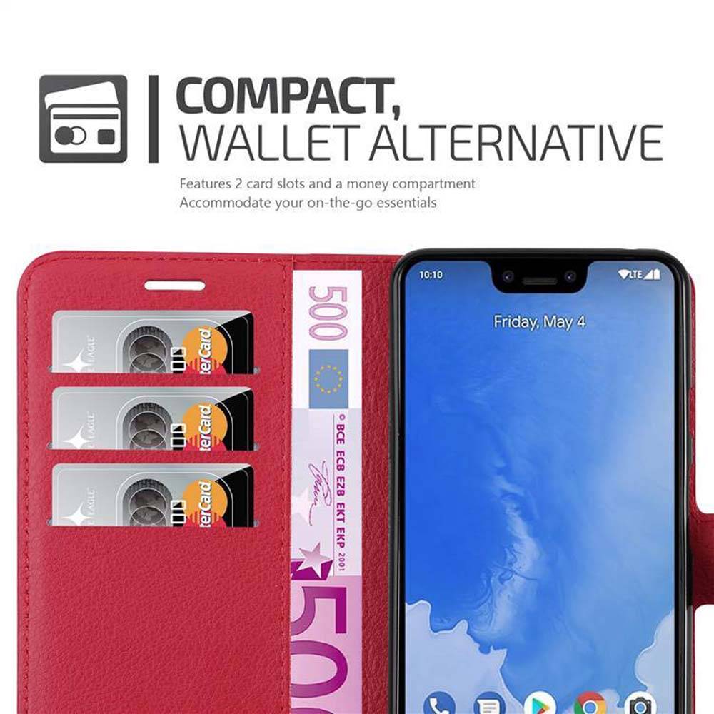 Cadorabo Hülle für Google PIXEL 3 Schutz Hülle in Rot Handyhülle Etui Case Cover Magnetverschluss