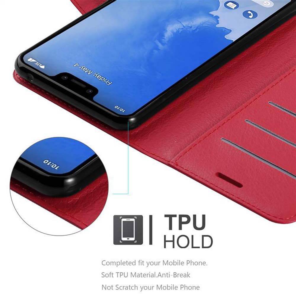 Cadorabo Hülle für Google PIXEL 3 Schutz Hülle in Rot Handyhülle Etui Case Cover Magnetverschluss
