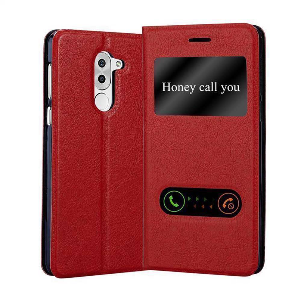 Cadorabo Schutzhülle für Huawei MATE 9 LITE / GR5 2017 / Honor 6X Hülle in Rot Handyhülle Book Case Cover Etui