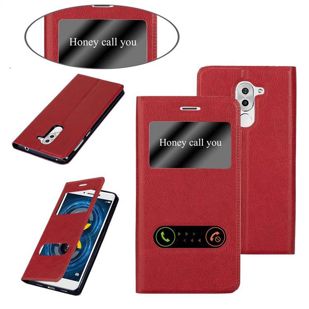 Cadorabo Schutzhülle für Huawei MATE 9 LITE / GR5 2017 / Honor 6X Hülle in Rot Handyhülle Book Case Cover Etui