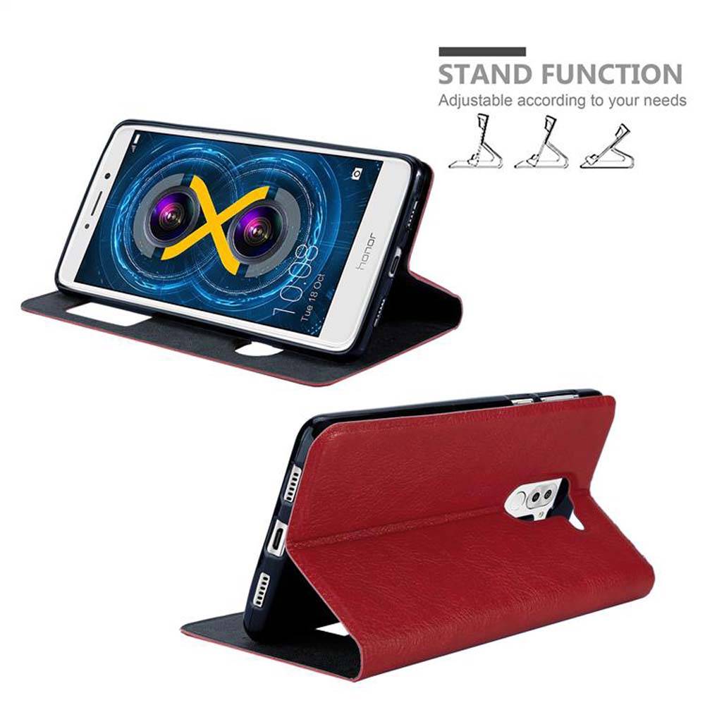 Cadorabo Schutzhülle für Huawei MATE 9 LITE / GR5 2017 / Honor 6X Hülle in Rot Handyhülle Book Case Cover Etui