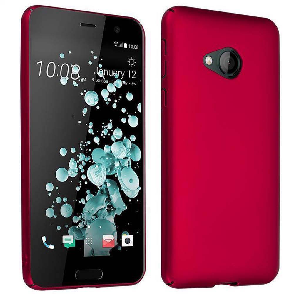 Cadorabo Hülle für HTC U PLAY Schutzhülle in Rot Hard Case Handy Hülle Etui