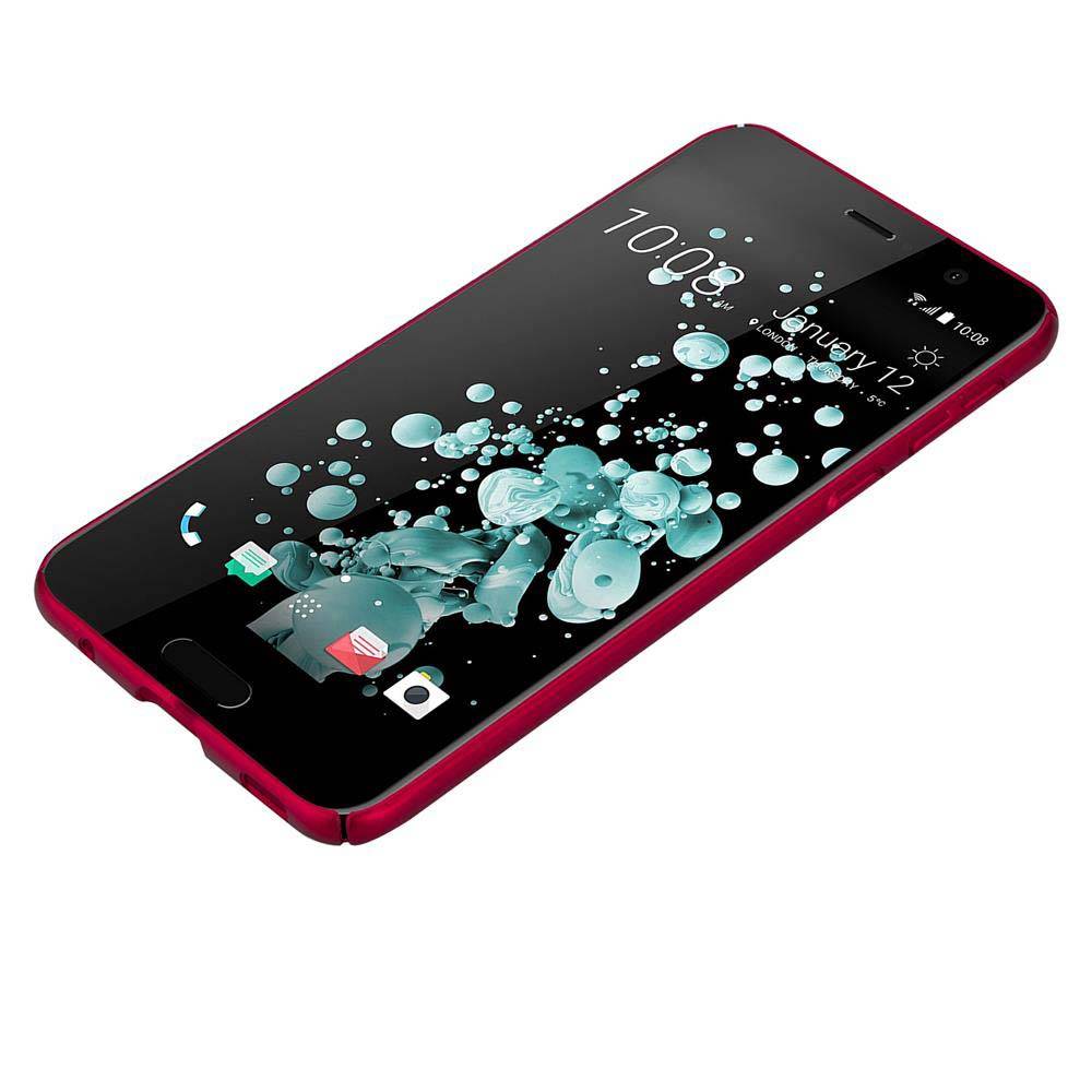 Cadorabo Hülle für HTC U PLAY Schutzhülle in Rot Hard Case Handy Hülle Etui