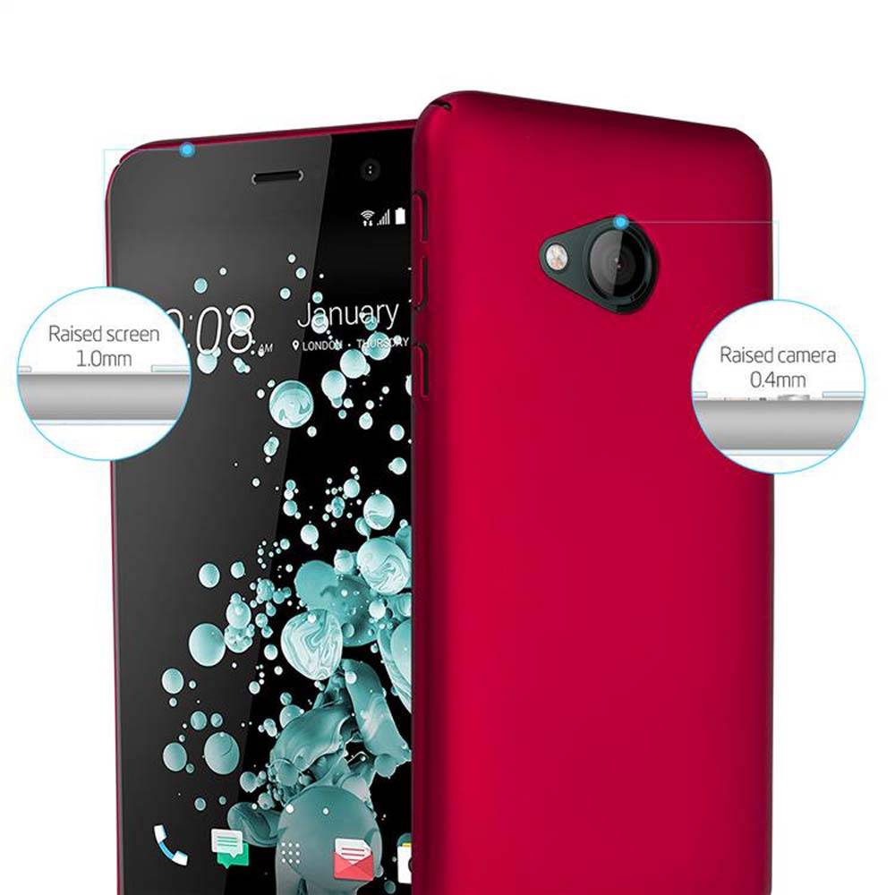 Cadorabo Hülle für HTC U PLAY Schutzhülle in Rot Hard Case Handy Hülle Etui