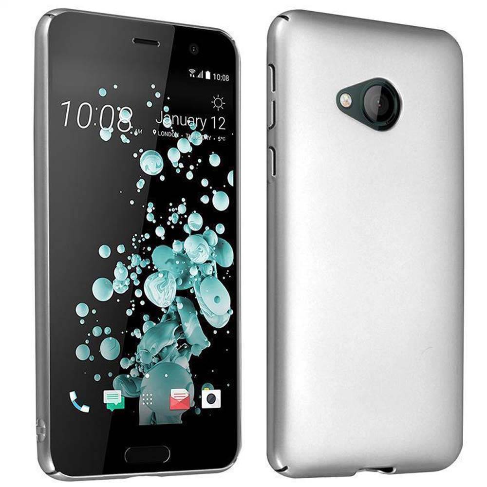 Cadorabo Hülle für HTC U PLAY Schutzhülle in Silber Hard Case Handy Hülle Etui