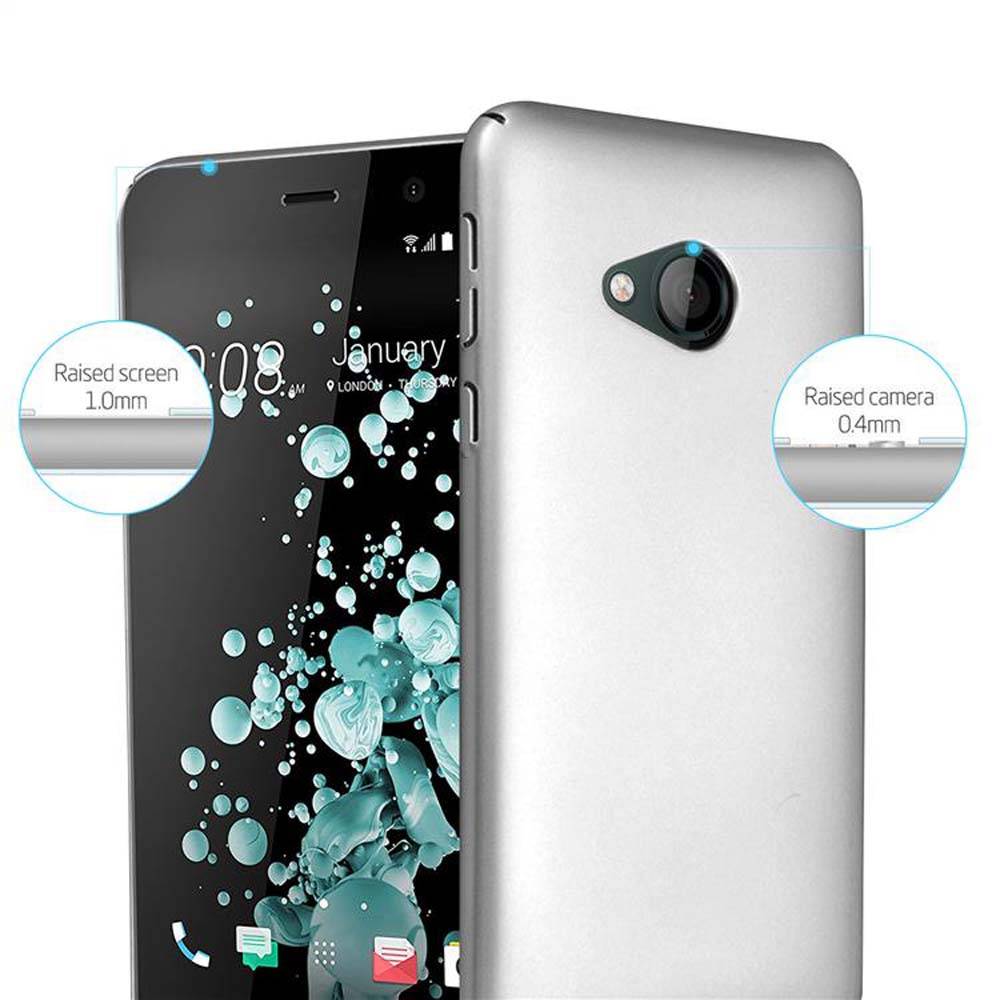 Cadorabo Hülle für HTC U PLAY Schutzhülle in Silber Hard Case Handy Hülle Etui