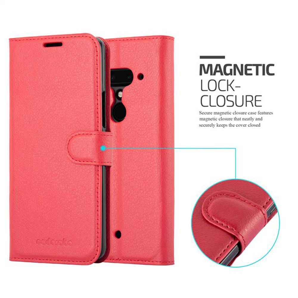 Cadorabo Hülle für HTC U12 PLUS Schutz Hülle in Rot Handyhülle Etui Case Cover Magnetverschluss