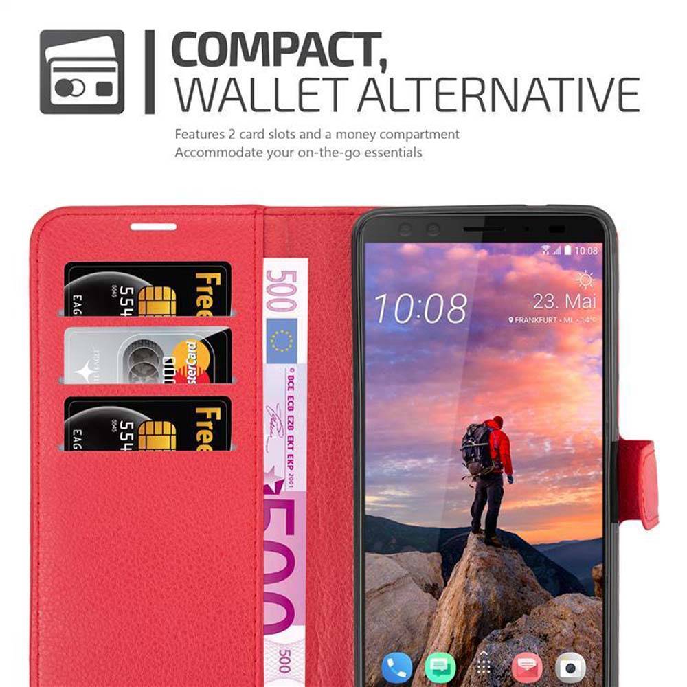 Cadorabo Hülle für HTC U12 PLUS Schutz Hülle in Rot Handyhülle Etui Case Cover Magnetverschluss