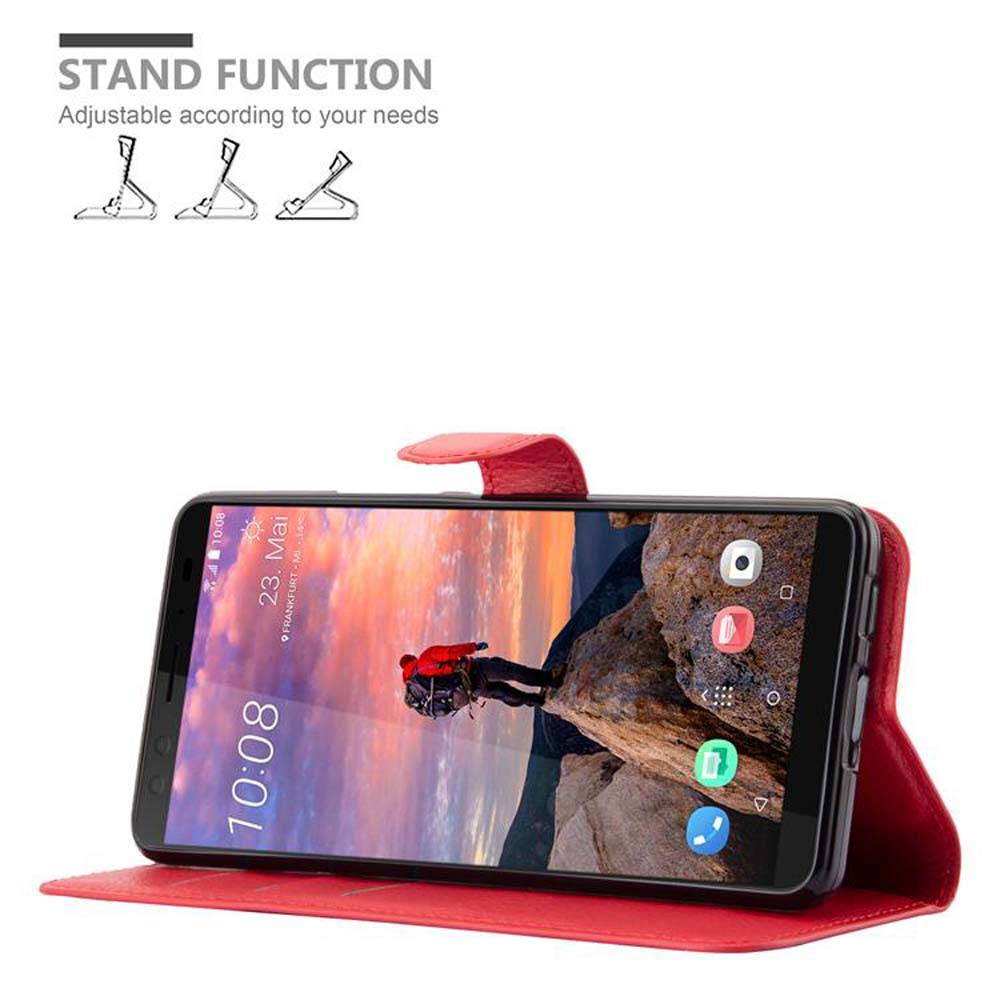 Cadorabo Hülle für HTC U12 PLUS Schutz Hülle in Rot Handyhülle Etui Case Cover Magnetverschluss
