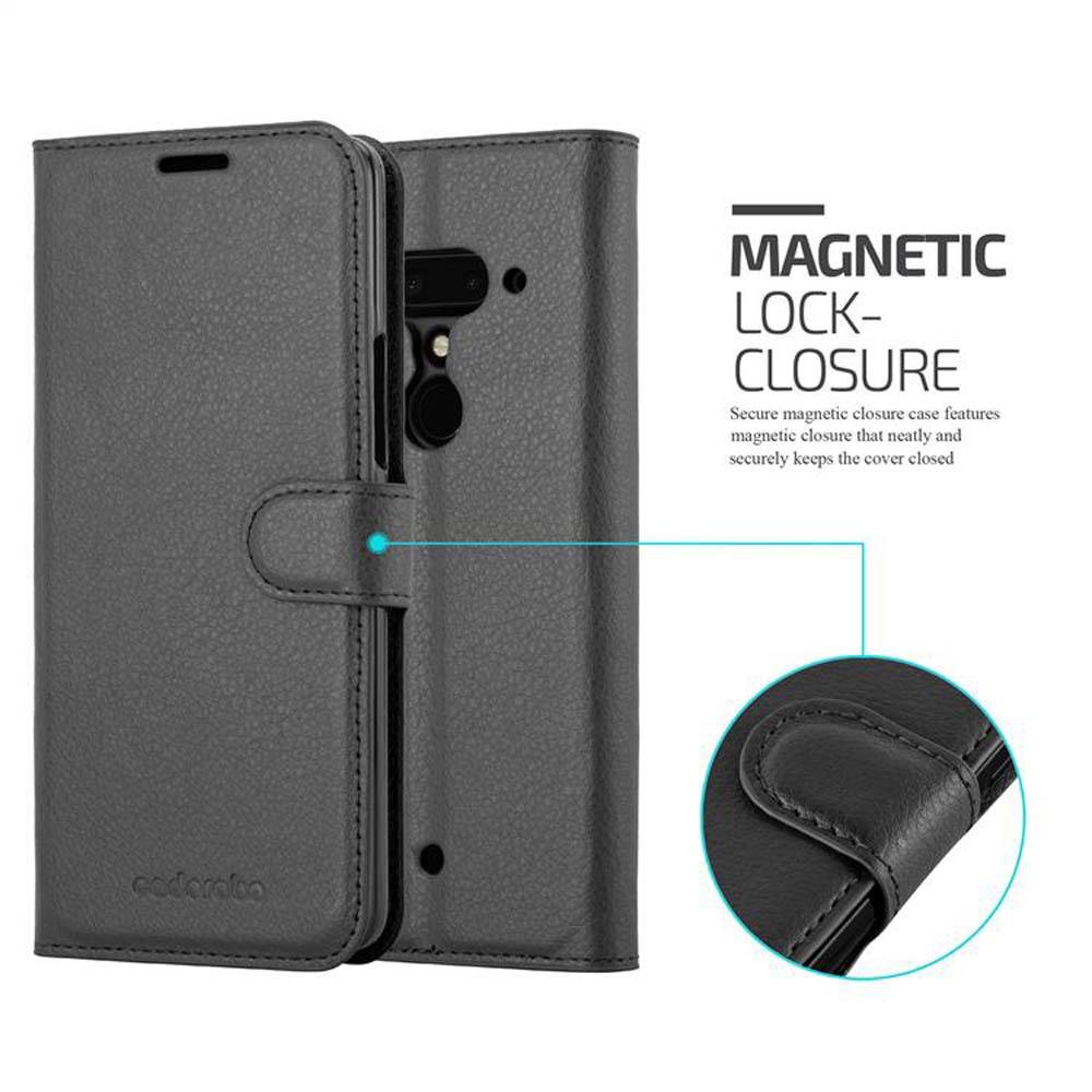 Cadorabo Hülle für HTC U12 PLUS Schutz Hülle in Schwarz Handyhülle Etui Case Cover Magnetverschluss