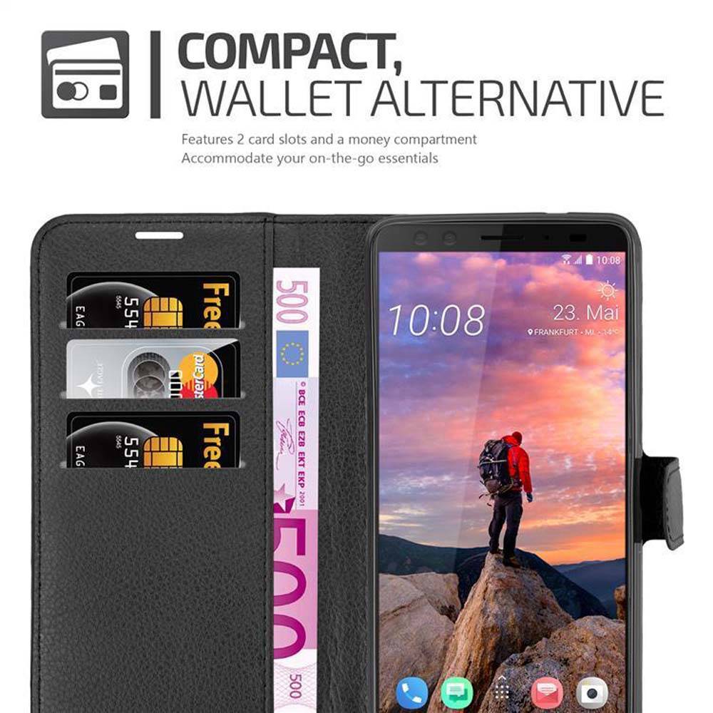 Cadorabo Hülle für HTC U12 PLUS Schutz Hülle in Schwarz Handyhülle Etui Case Cover Magnetverschluss