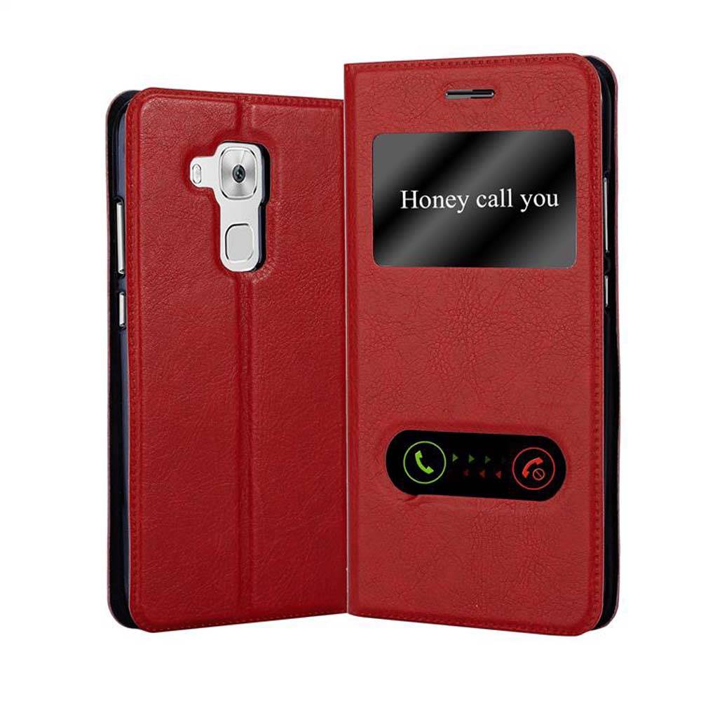 Cadorabo Schutzhülle für Huawei NOVA PLUS Hülle in Rot Handyhülle Book Case Cover Etui